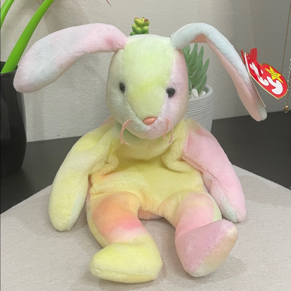 Ty Pastel Tie-Dye Bunny Plush - Yellow, Pink, Mint - Picture 1 of 5
